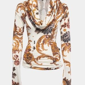 Just Cavalli Y2K Printed Jersey Multicolor Cowl Neck Sweater